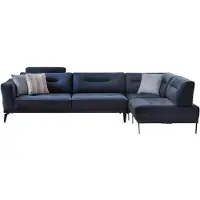AEA Eck Garnitur Wohnzimmer Dunkelblau L-Form Stoffsofa Modern Design