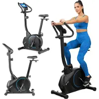 Gymtek Vélo d'appartement magnétique, vélo pour la maison - jusqu'à 135kg - 8 niveaux de résistance, masse d'inertie 9kg - écran LCD - pour Home Gym Fitness