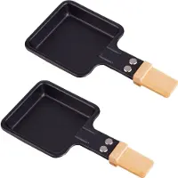 Syntrox Germany 2 x Mini-grils universels pour raclette, rectangulaires, avec poignée en bambou