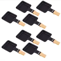 Syntrox Germany 8 mini-poêles universelles pour grill et raclette, de forme carrée, avec poignée en bambou