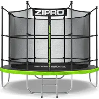 Zipro Trampoline Jump Pro IN | 8FT Ø 252 cm | Trampoline de jardin Trampoline pour enfants Kit complet avec filet intérieur, échelle et housse de protection, extérieur, vert