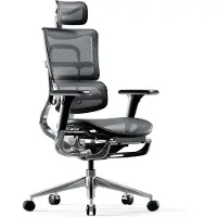 Diablo V-Master Office Ergonomic Chair Executive Chair Footrest 3D Armrest Lumbar Support Adjustable Headrest and Seat Mesh Black-Grey