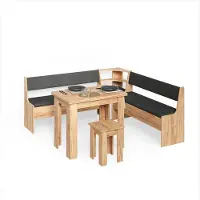 Livinity Groupe de banquettes d'angle Tiberio Chêne de force doré 210x210cm avec table, Model 58771