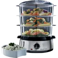 Russell Hobbs Cuiseur vapeur - 19270-56 - Capacité 9L - 3 paniers vapeur - Minuteur jusqu'à 60min - Accessoires Inclus - 800W