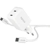 EPICO UltraBoost EA35 GaN 35W weiss / Ladegerät mit USB-C-Kabel / 2x USB-C (35 W, 2 ports), Chargeur USB, Blanc