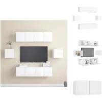 vidaXL Ensemble de 6 meubles TV Blanc Matériau dérivé du bois - Meubles TV