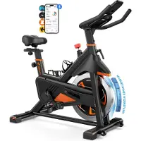 Merach Vélo d’Appartement Magnétique , 16 Niveaux de Résistance, Volant d’inertie 6kg, Bluetooth, Siège Réglable, Porte-Gobelet