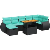 vidaXL Ensemble de jardin canapé 8 pièces avec coussins noir poly rotin