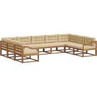 vidaXL Ensemble de canapés d'extérieur avec coussins 9 pièces Nature et Beige
