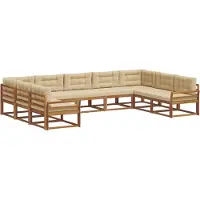 vidaXL Ensemble de canapés d'extérieur avec coussins 9 pièces Nature et Beige