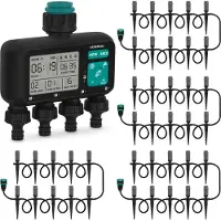 Vonroc Programmateur d'arrosage à 4 voies et système d'irrigation 4 x | Kit de démarrage complet