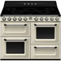 Smeg TR4110IP2, Cuisinière autoportante, Crème, Boutons, Acier inoxydable, Façade, Acier inoxydable