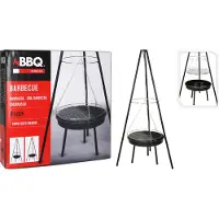 Marka Niezdefiniowana Grille suspendue avec cheminée 52 cm Acier noir avec grille chromée
