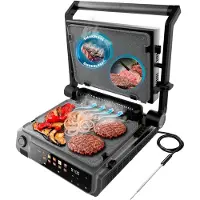 Cecotec gril électrique Rock'nGrill 2000 Smash PerfectCook. 2000W, capteur de température, Smash Burger, sans fumée, double température