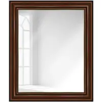MendeFrames Miroir mural H017, finition noyer avec bordure dorée, dimensions 40x60 cm