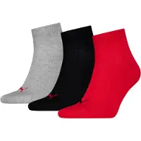 Puma Unisexe, Chaussettes, Socken Söckchen 3 Paar Quarter Uni Rot/Schwarz/Grau, Rouge, Noir, Gris, (Lot de 3, 47 - 49)