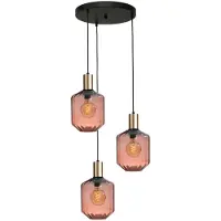Masterlight Suspension loft 3 lumières - or - Porto avec lunettes rouges Jagger - Ø 24cm
