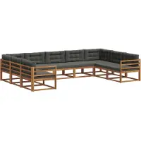 vidaXL Ensemble de salon de jardin 9 pièces, couleurs : naturel et anthracite