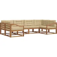 vidaXL Ensemble de canapés d'extérieur avec coussins 6 pièces Nature et Beige