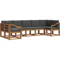 vidaXL Ensemble de canapés d'extérieur avec coussins 7 pièces Nature et Anthracite