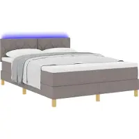 vidaXL Lit boxspring LED avec matelas LED Taupe 140 x 190 cm Tissu