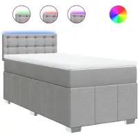 vidaXL Lit boxspring avec matelas gris clair 100x200 cm Tissu