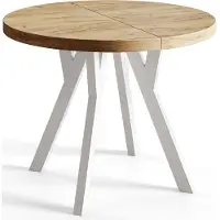 Alpi Möbel AlpiMeble Table a Manger Extensible - Table Ronde Extensible - Table de Salle à Manger Moderne - Plateau Stratifié 36 mm - Pieds Solides- 100 cm - Lefkas - Collection Ovo