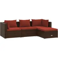Syfax Salon de jardin 4 pcs avec coussins Résine tressée Marron