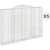 vidaXL Gabions avec arc surélevé 5 pcs. 300x30x200/220cm Fer galvanisé