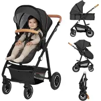 Lionelo Amber Poussette combinée 2 en 1, Set avec siège sportif, nacelle fixe, sac, moustiquaire, housse feuille de pluie - Dark Grey