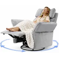 FlexiSpot XR8 Cradle : fauteuil relax électrique avec couverture, fonctions pivotante et balancelle, fauteuil TV avec fonction d'inclinaison, appui-tête 3D, gris