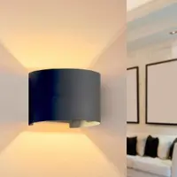 Silamp Applique Murale Noire LED 6W IP54 Forme Arrondie - Blanc Chaud 2300K - 3500K
