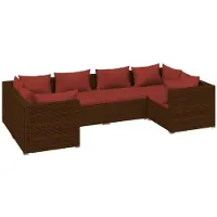 Syfax Salon de jardin 6 pcs avec coussins Résine tressée Marron
