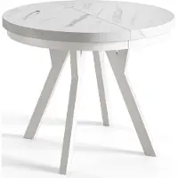 Alpi Möbel Table de salle à Manger Ronde, EVO, Table à Manger Extensible, Diamètre 100 cm - 200 cm, Marmur