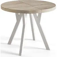 Alpi Möbel AlpiMeble Table a Manger Extensible - Table Ronde Extensible - Table de Salle à Manger Moderne - Plateau Stratifié 36 mm - Pieds Solides- 120 cm - Noir - Collection Ovo