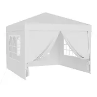 Wiltec Pavillon 3 x 3 m en blanc avec protection UV 50+, gazebo de jardin avec côtés amovibles, tente de réception avec fenêtres pour terrasse et festival, par exemple