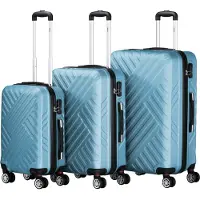 Zelsius Set de valises 3 pièces, bleu acier, valise de voyage en ABS avec serrure à combinaison et séparateur intérieur