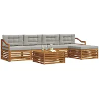 vidaXL Ensemble de canapés d'extérieur avec coussins 6 pièces Naturel et gris clair