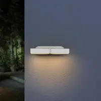Silamp Applique Murale Double Blanche LED 12W IP54 Orientable Ovale - Blanc Neutre 4000K - 5500K