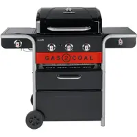 Char-Broil Gas2Coal 2.0 3B Grill Chariot Charbon + gaz naturel Noir, Acier inoxydable, Rouge 13600 W