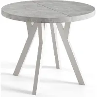 Alpi Möbel AlpiMeble Table a Manger Extensible - Table Ronde Extensible - Table de Salle à Manger Moderne - Plateau Stratifié 36 mm - Pieds Solides- 120 cm - Marbre - Collection Ovo