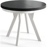 Alpi Möbel AlpiMeble Table de Salle à Manger Evo, Table de Salon Extensible, Lateau Stratifié 36 mm, Pieds Stables, Diamètre 80 cm - Noir - Collection Evo