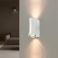 Silamp Applique Murale Blanche LED IP44 pour 2 ampoules GU10