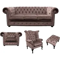 AEA Ensemble de canapés Chesterfield Coussin Canapé Cuir Assise Fauteuil à oreilles 416