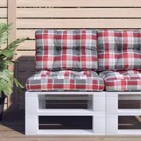 vidaXL Best Möbel Coussin pour palette 2 pièces Rouge Motif à carreaux Tissu - Garniture pour meubles de jardin Cloris Neu2643141 1parcel