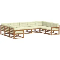 vidaXL Ensemble de salon de jardin 9 pièces, couleurs naturelles et crème