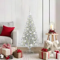vidaXL Meubles de haute qualité Arbre de Noël avec 150 LEDs avec support argenté 120 cm PET - 3370163