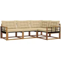 vidaXL Ensemble de canapés d'extérieur avec coussins 4 pièces Nature et Beige
