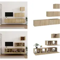 vidaXL 4 pcs. Armoire TV Sonoma chêne bois composite - Ensemble d'armoires TV - Armoires TV - Unité TV - Unité murale TV