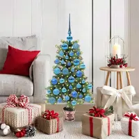 vidaXL Meuble Arbre de Noël avec 150 LEDs avec support Vert 90 cm PE - 2504752